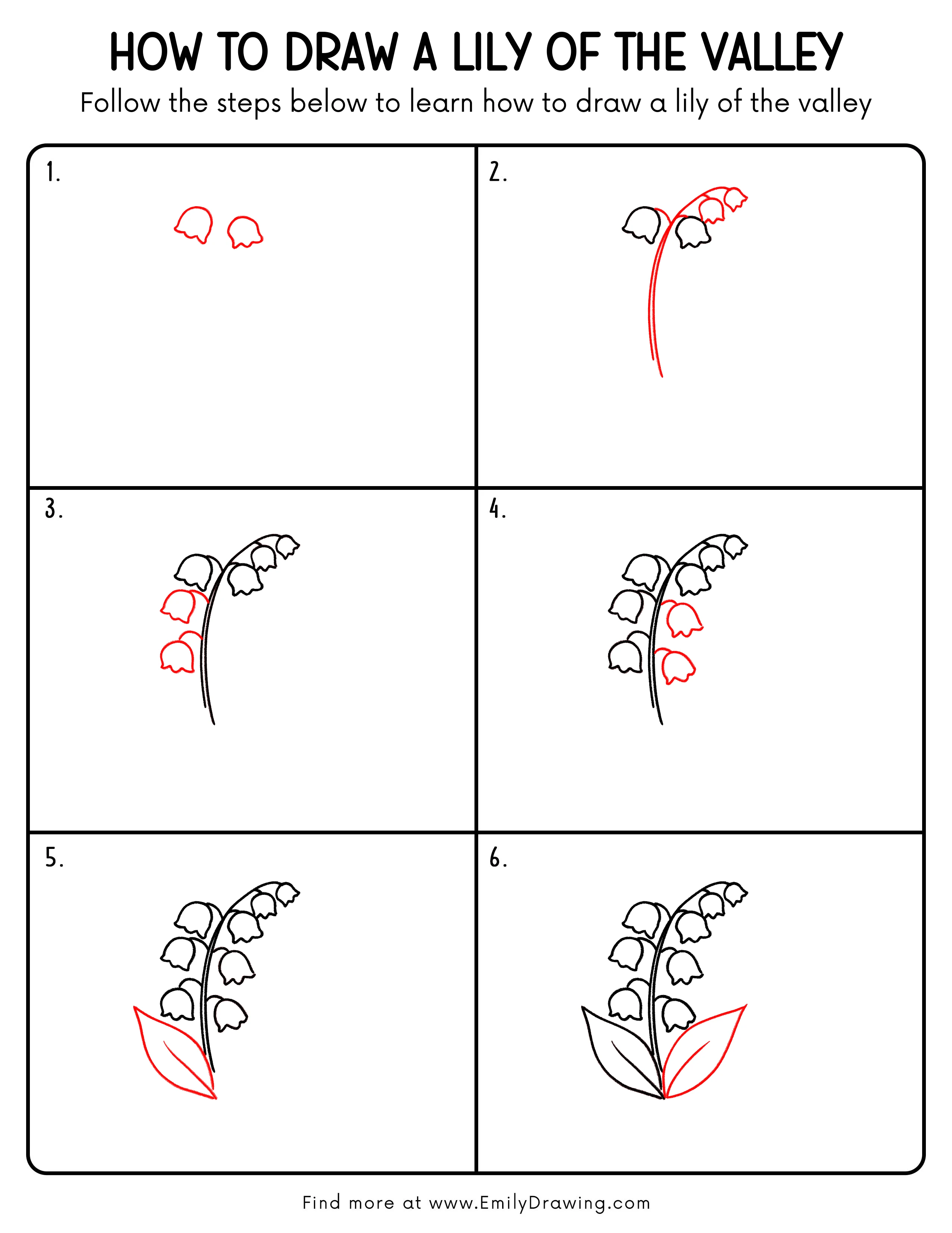 Printable Lily Of The Valley Drawing Guide